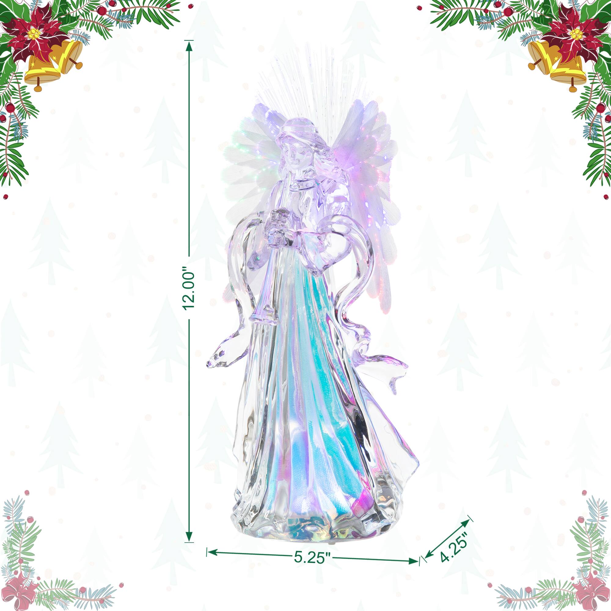 Glitzhome® 12" Acrylic Lighted Tabletop Angel Figurine